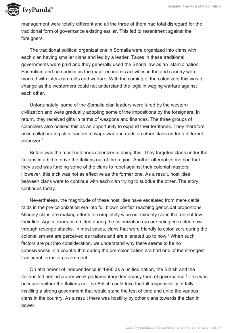 Somalia: The Role of Colonialism. Page 2