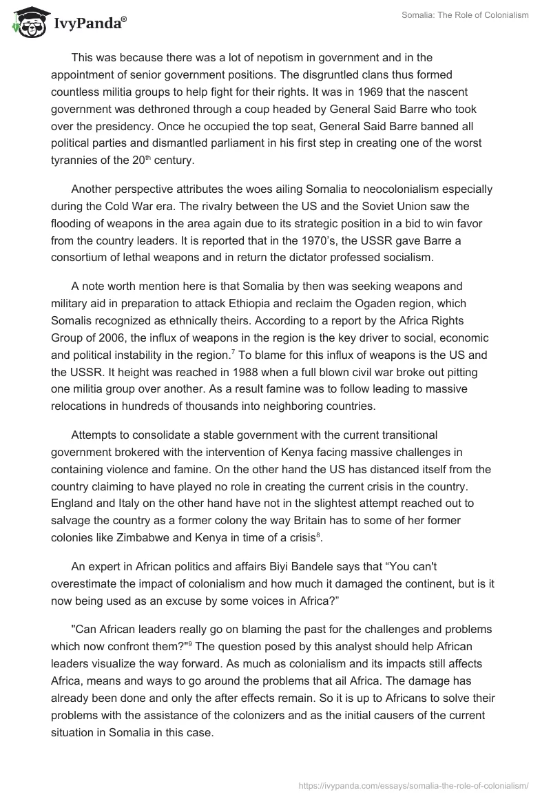 Somalia: The Role of Colonialism. Page 3