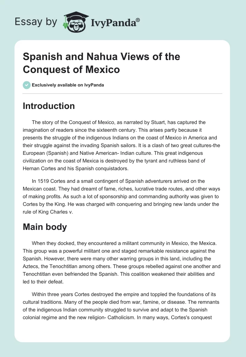 Spanish and Nahua Views of the Conquest of Mexico. Page 1