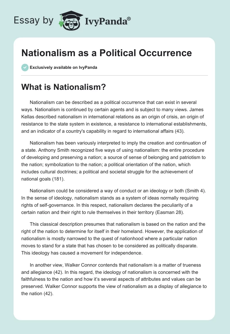 Nationalism as a Political Occurrence. Page 1