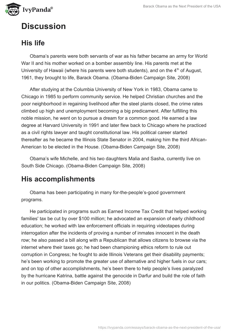 Barack Obama as the Next President of the USA. Page 2
