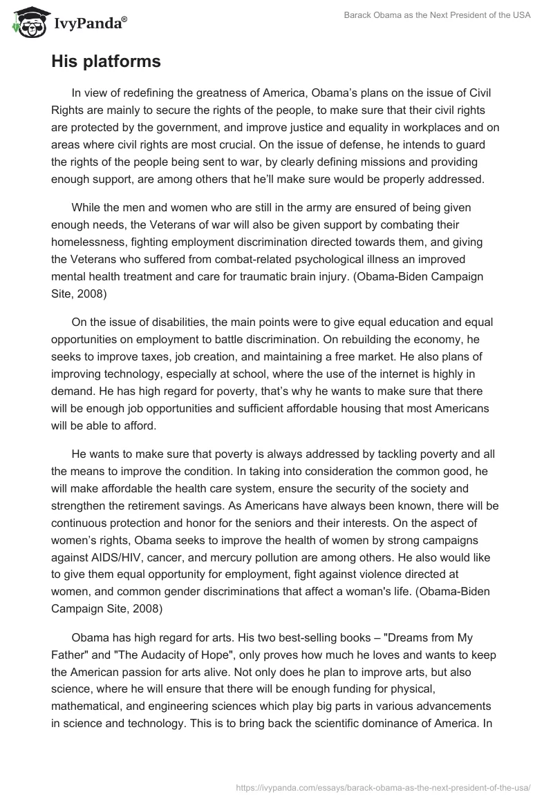 Barack Obama as the Next President of the USA. Page 3