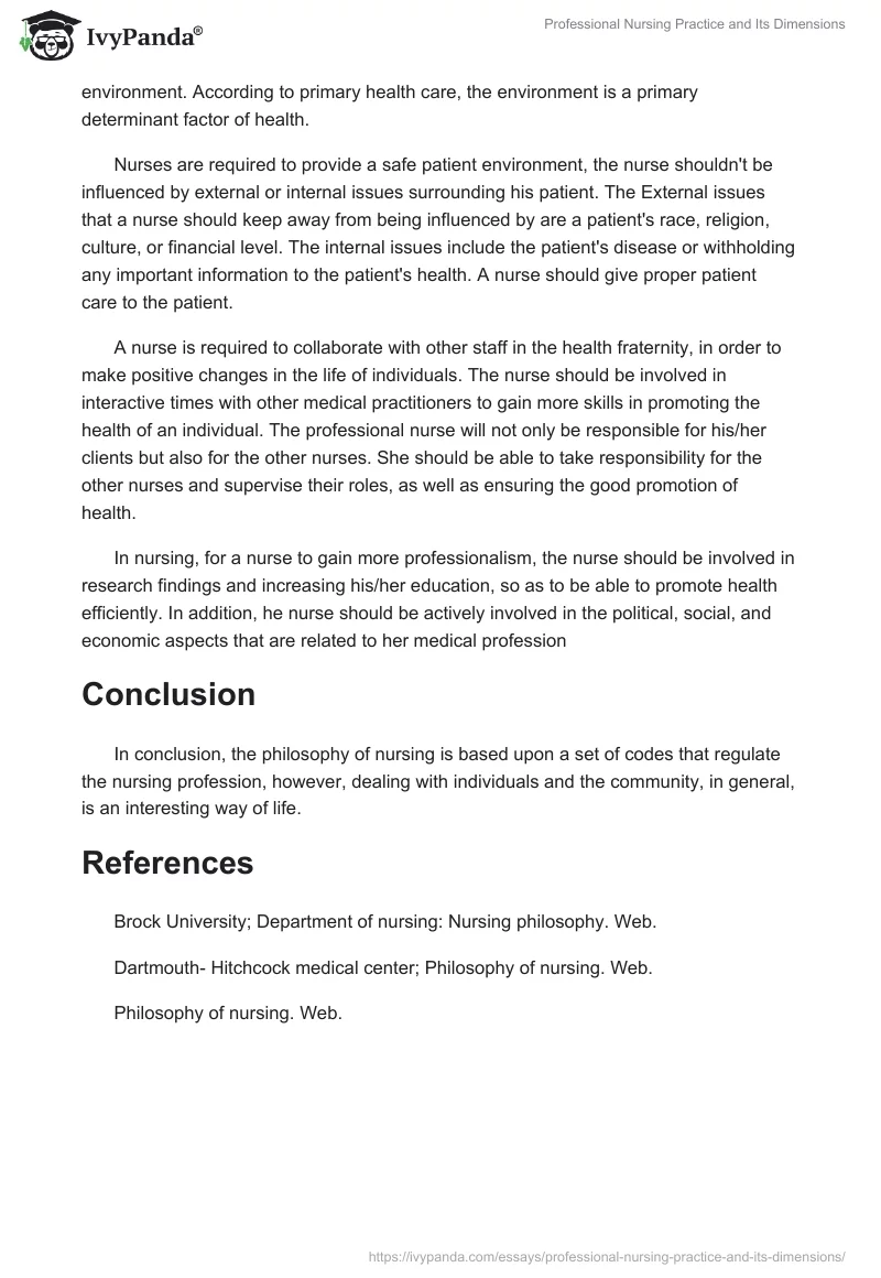 Professional Nursing Practice and Its Dimensions. Page 3