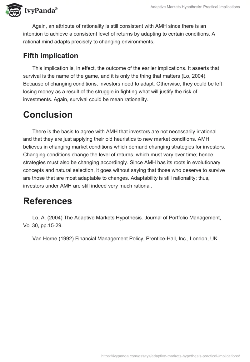 Adaptive Markets Hypothesis: Practical Implications. Page 4