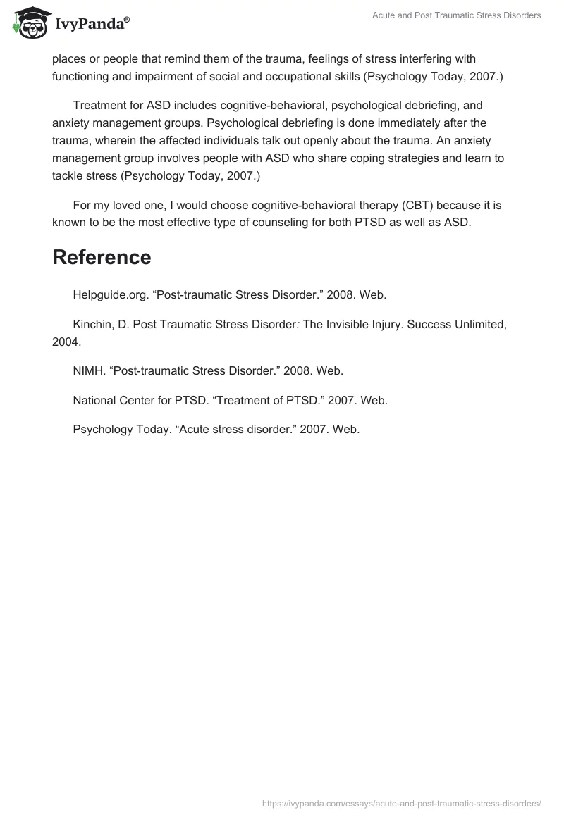 Acute and Post Traumatic Stress Disorders. Page 3