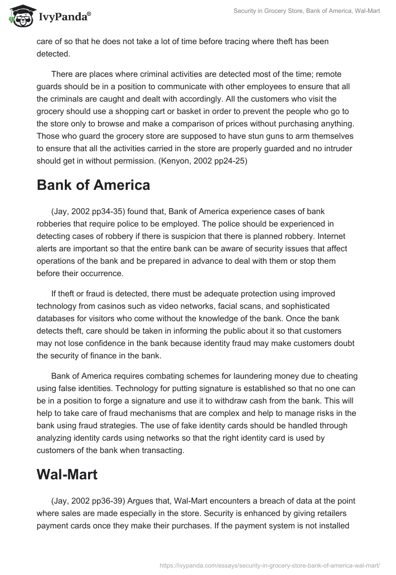 Security in Grocery Store, Bank of America, Wal-Mart. Page 2