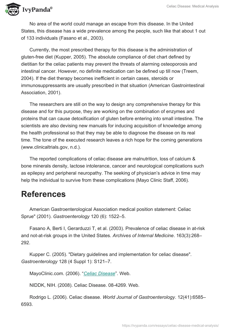 Celiac Disease: Medical Analysis. Page 2