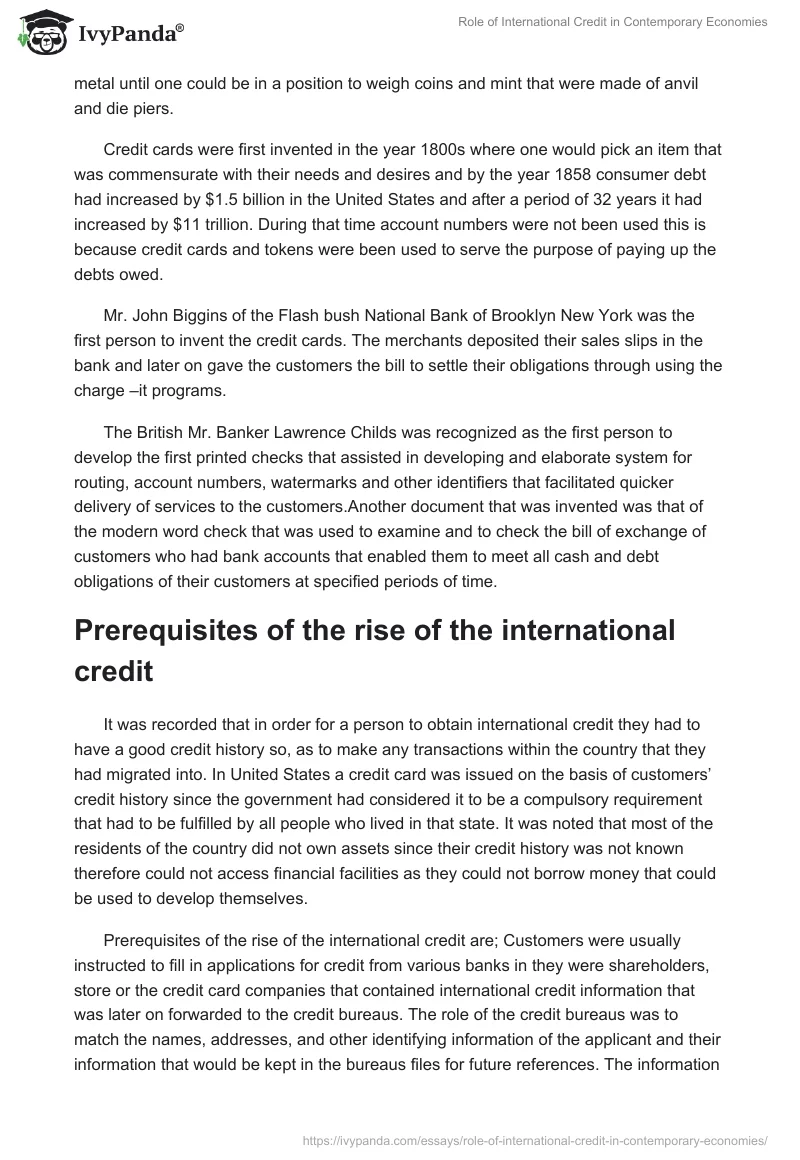 Role of International Credit in Contemporary Economies. Page 3
