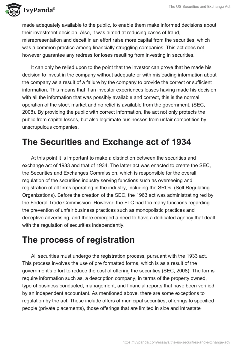 The US Securities and Exchange Act. Page 2
