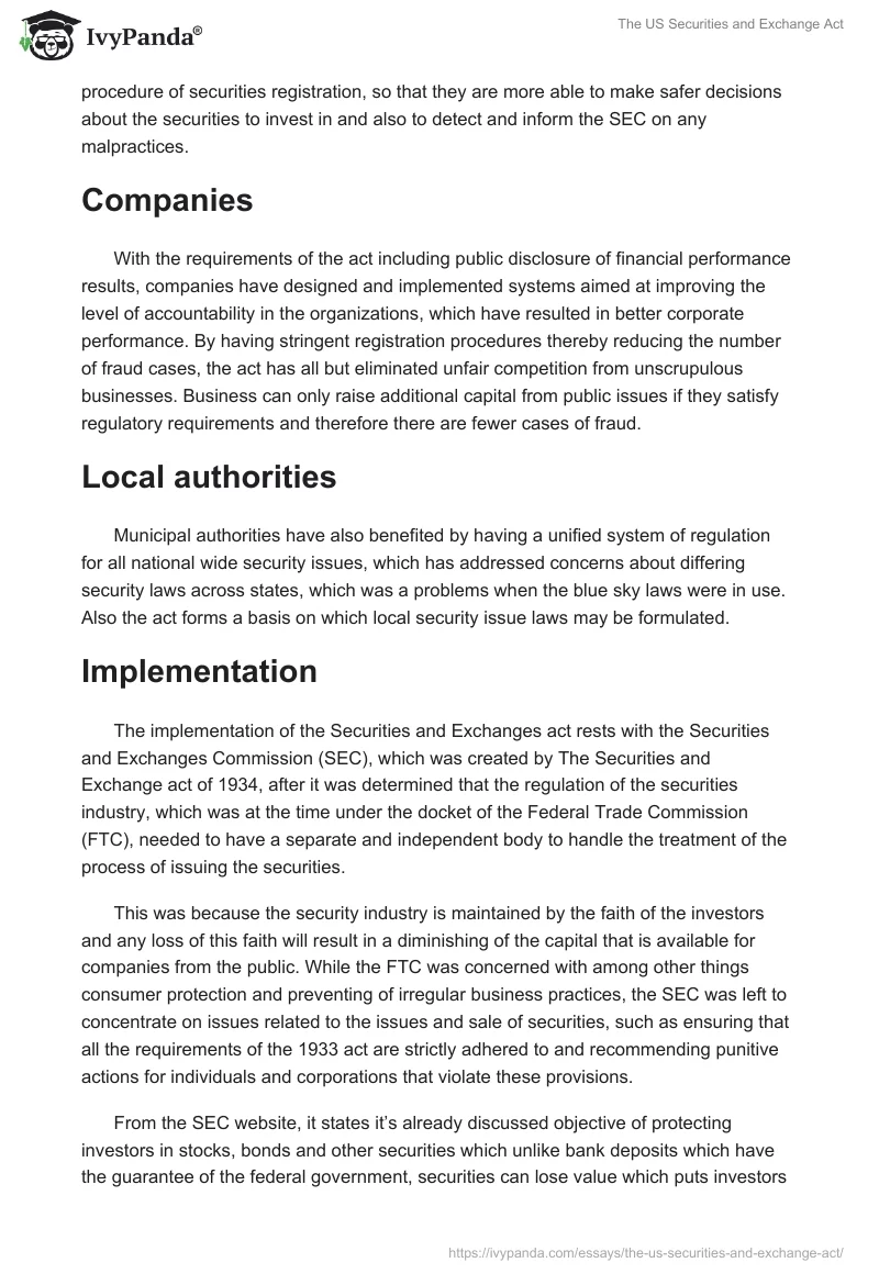 The US Securities and Exchange Act. Page 5