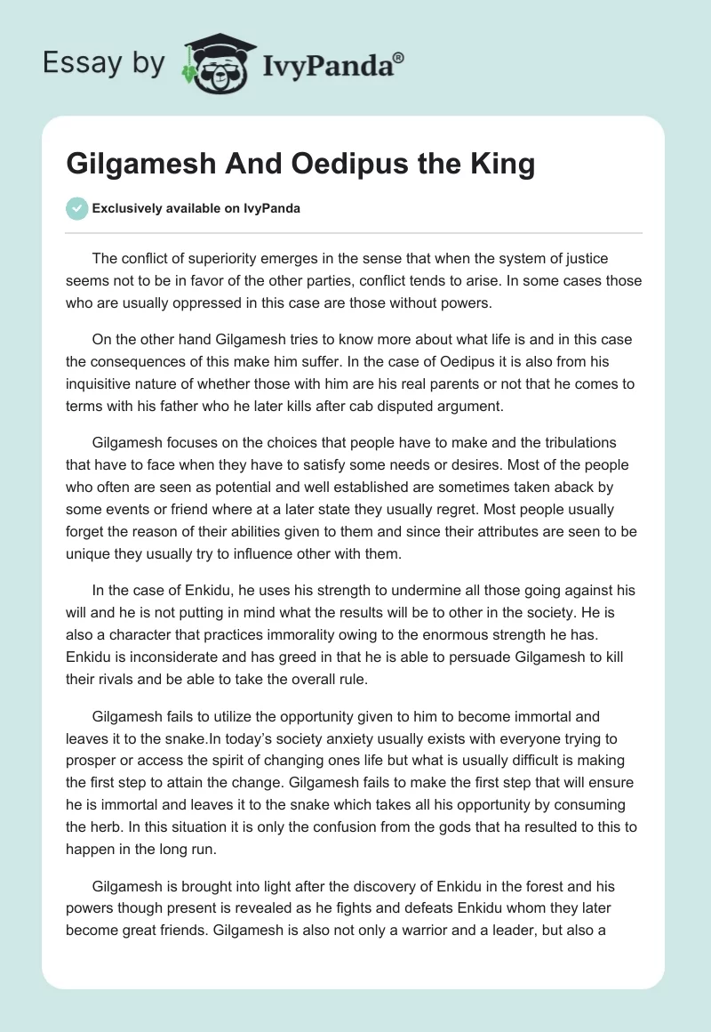 Gilgamesh and Oedipus the King. Page 1