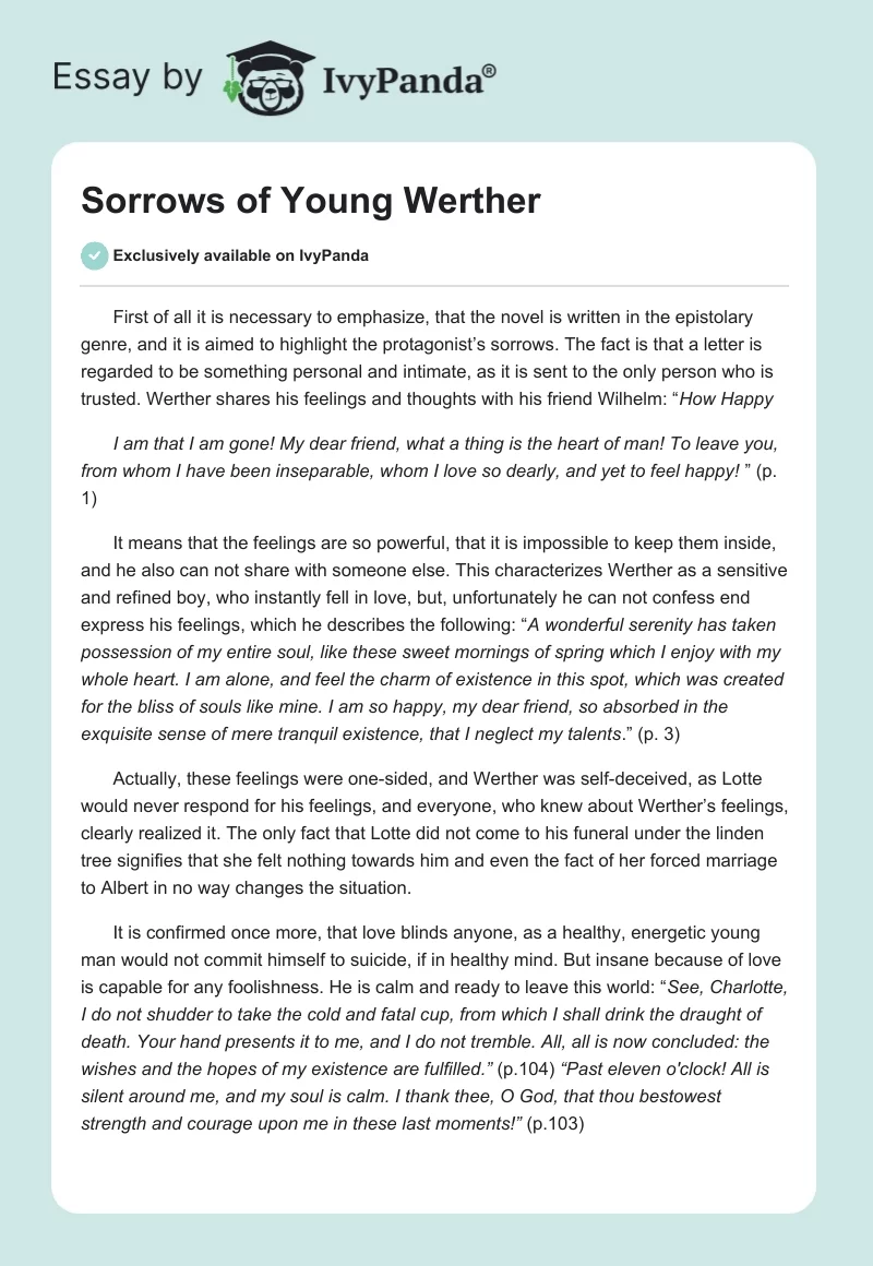 Sorrows of Young Werther. Page 1