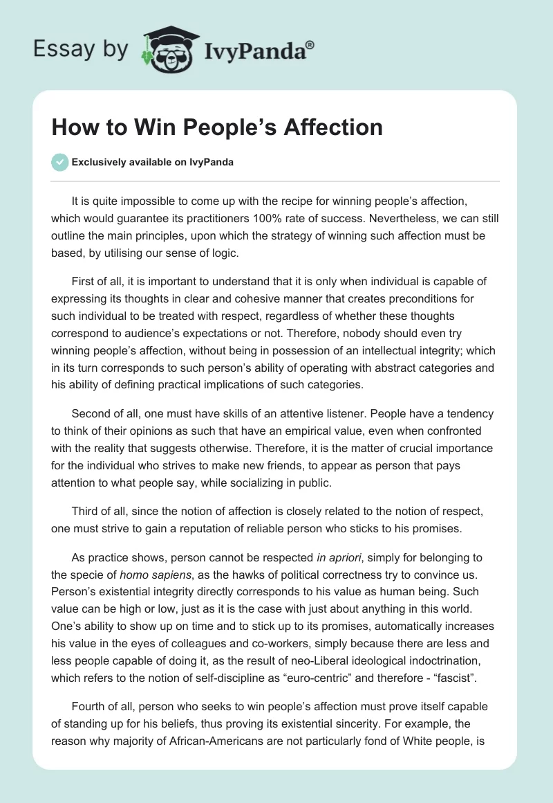 How to Win People’s Affection. Page 1