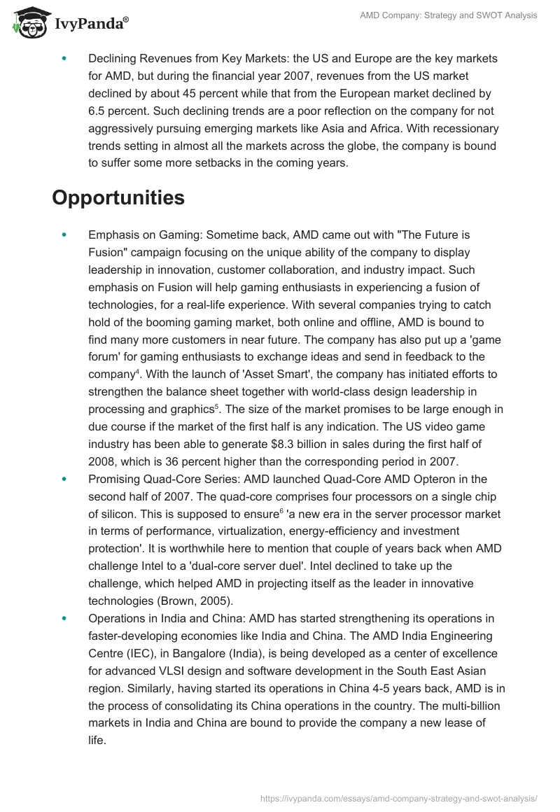 AMD Company: Strategy and SWOT Analysis. Page 3