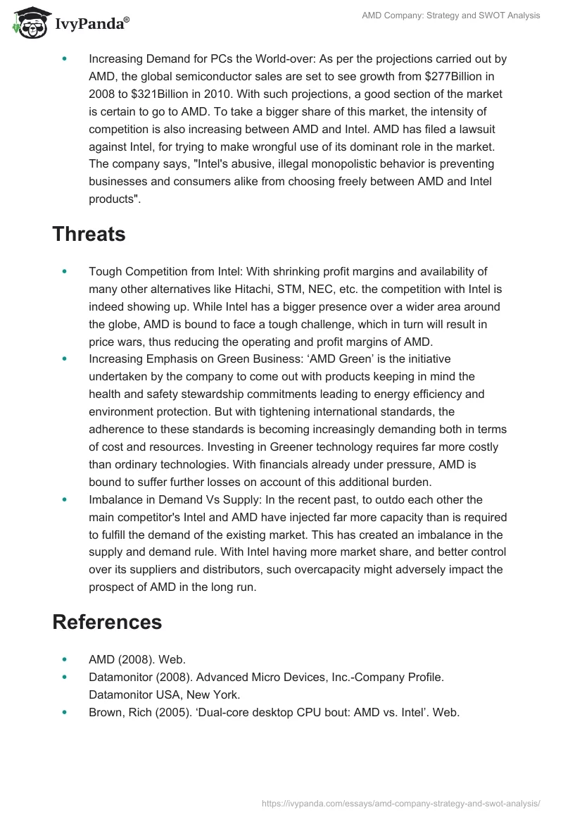 AMD Company: Strategy and SWOT Analysis. Page 4