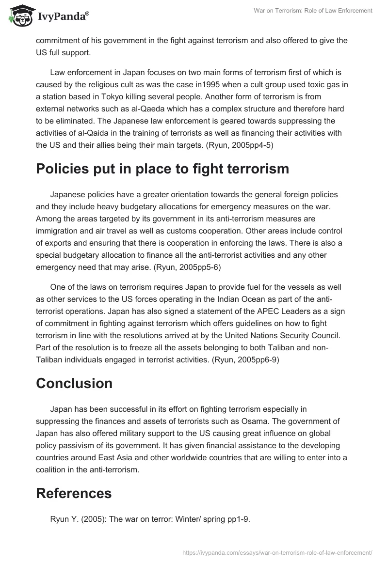 War on Terrorism: Role of Law Enforcement. Page 2
