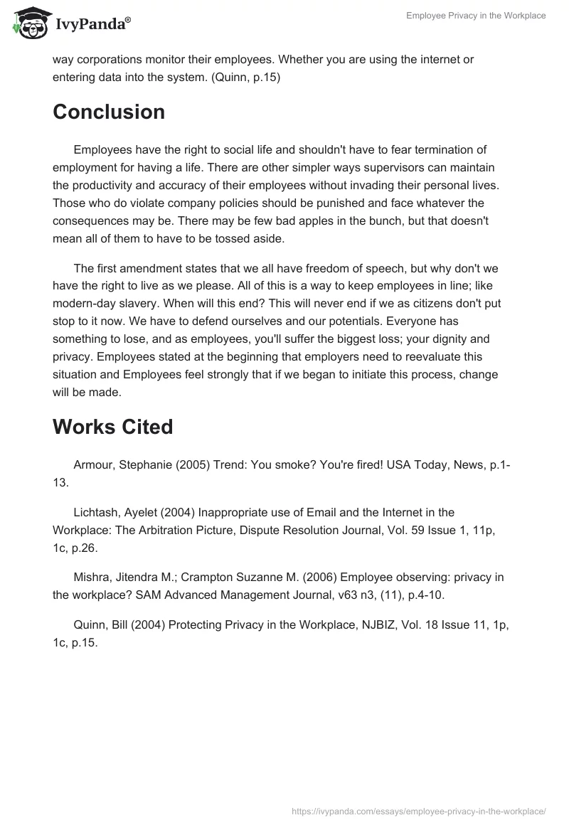 Employee Privacy in the Workplace. Page 3