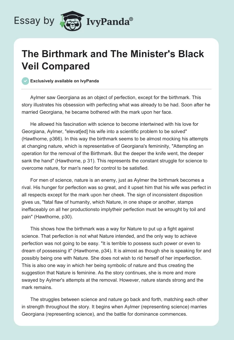 "The Birthmark and "The Minister's Black Veil" Compared. Page 1