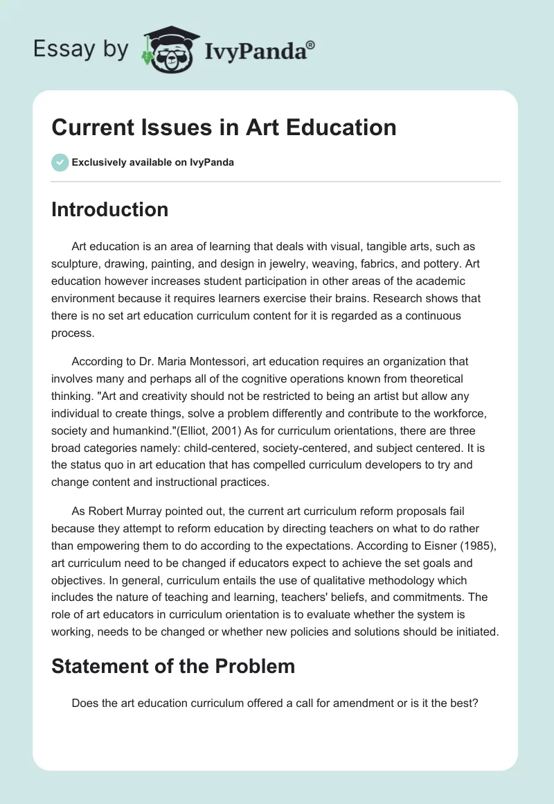 Current Issues in Art Education. Page 1