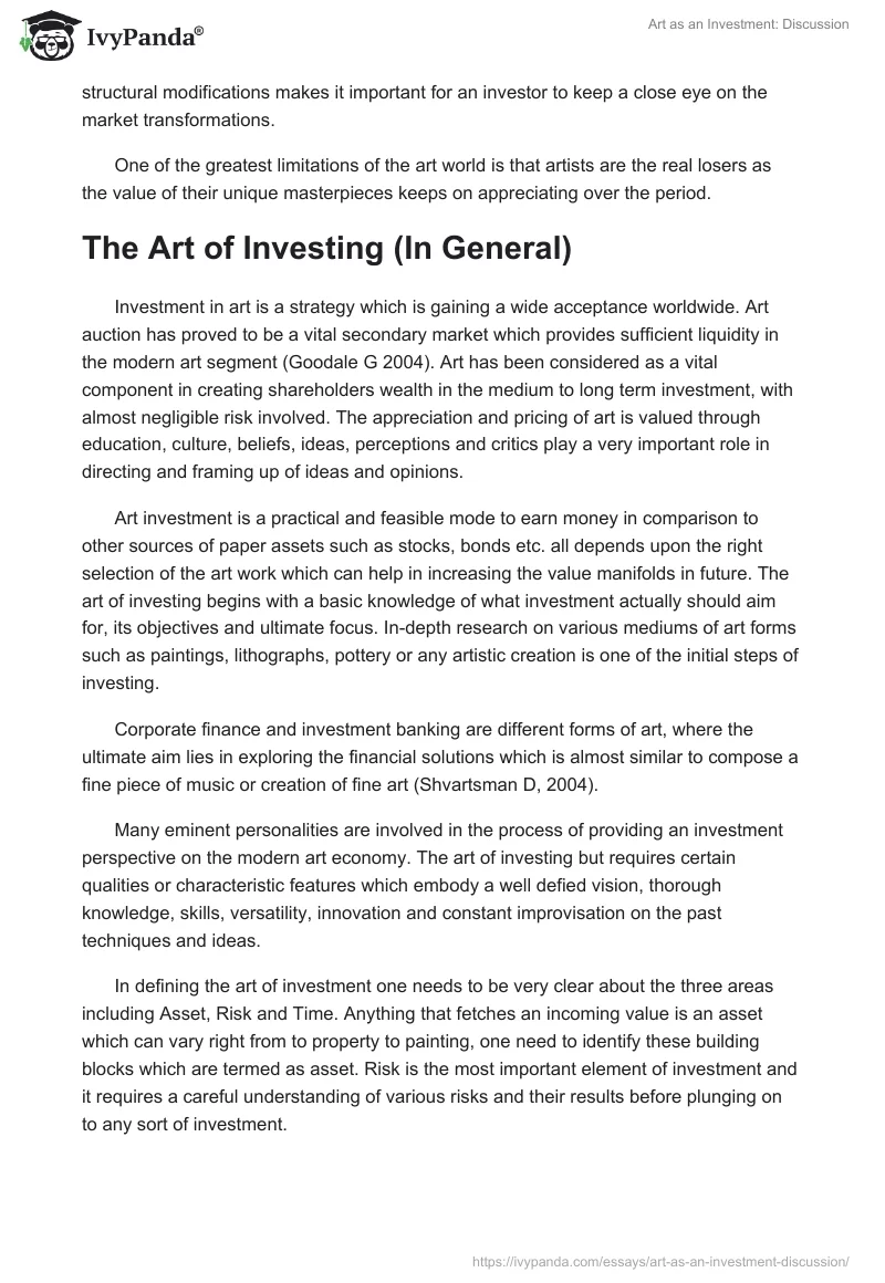 Art as an Investment: Discussion. Page 3