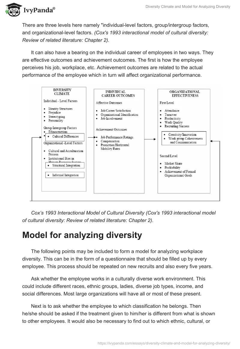 Diversity Climate and Model for Analyzing Diversity. Page 2