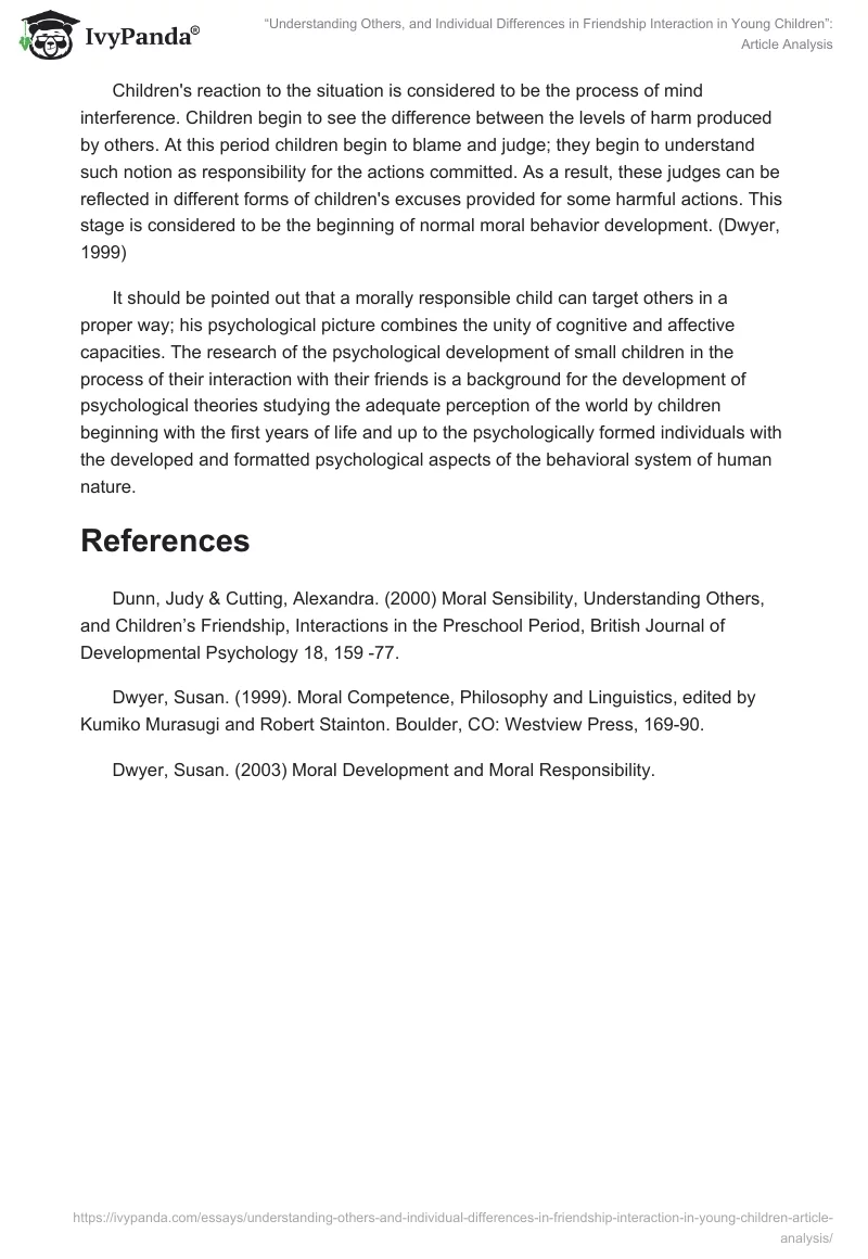 “Understanding Others, and Individual Differences in Friendship Interaction in Young Children”: Article Analysis. Page 2