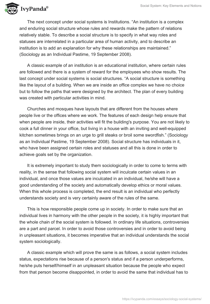 Social System: Key Elements and Notions. Page 3
