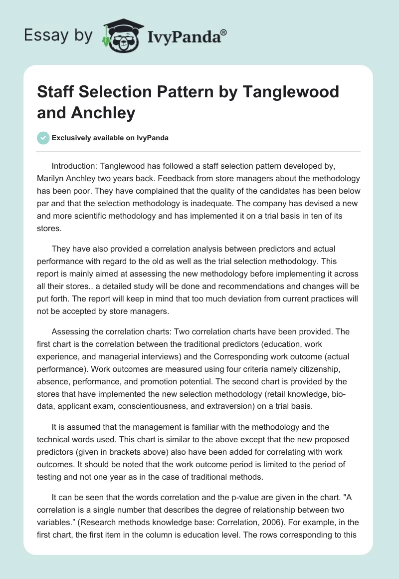 Staff Selection Pattern by Tanglewood and Anchley. Page 1