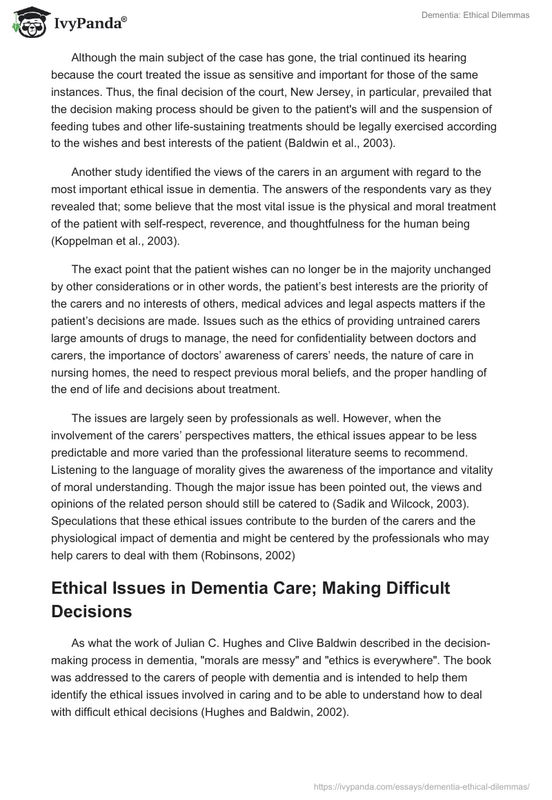 Dementia: Ethical Dilemmas. Page 4