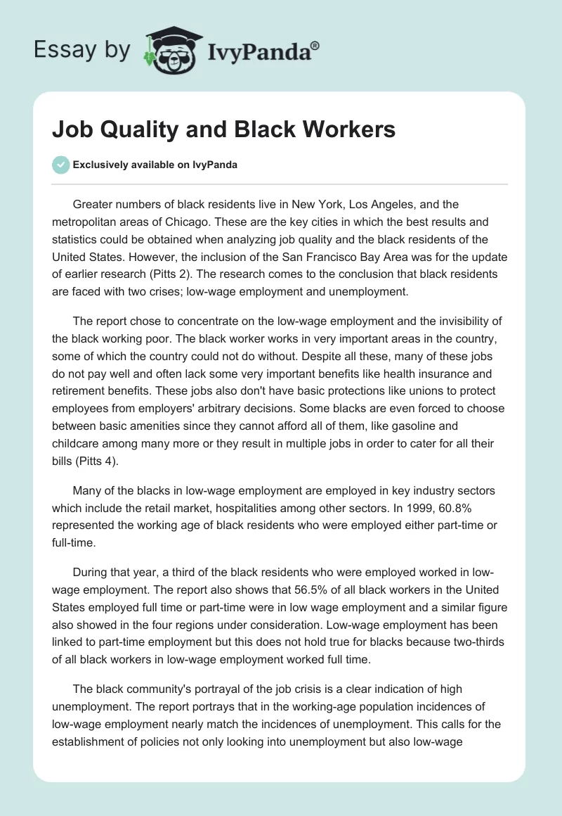 Job Quality and Black Workers. Page 1