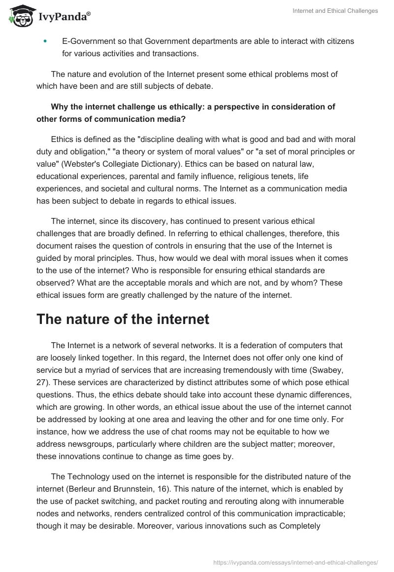 Internet and Ethical Challenges. Page 2