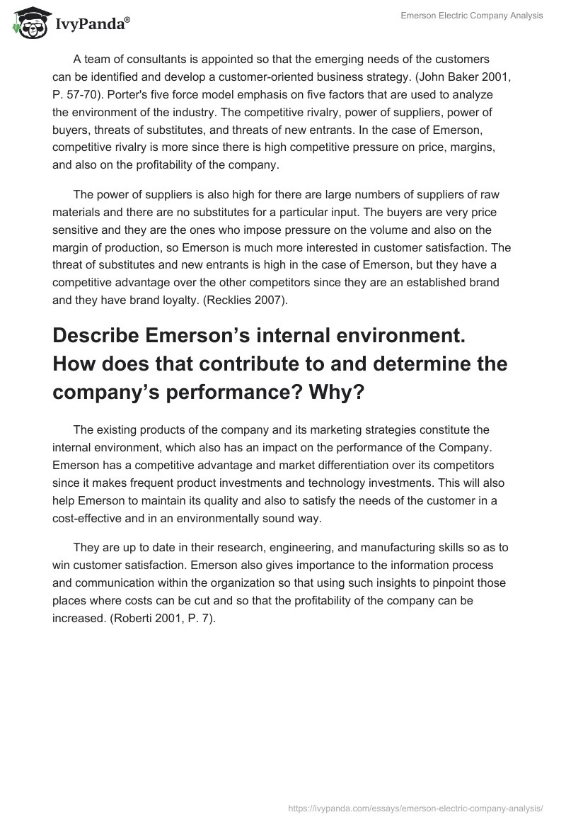 Emerson Electric Company Analysis. Page 2