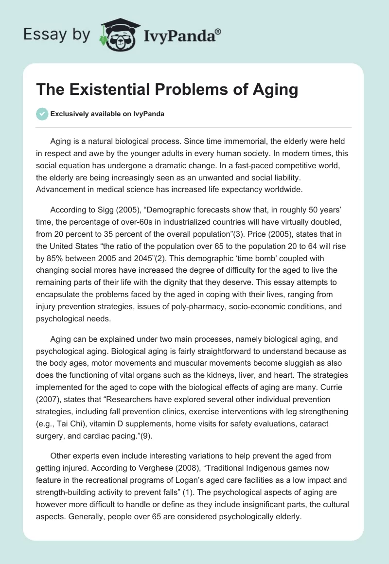 The Existential Problems of Aging. Page 1