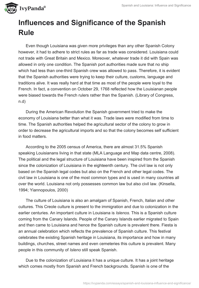 Spanish and Louisiana: Influence and Significance. Page 2