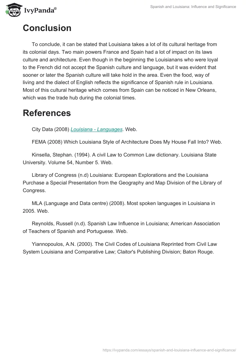 Spanish and Louisiana: Influence and Significance. Page 4
