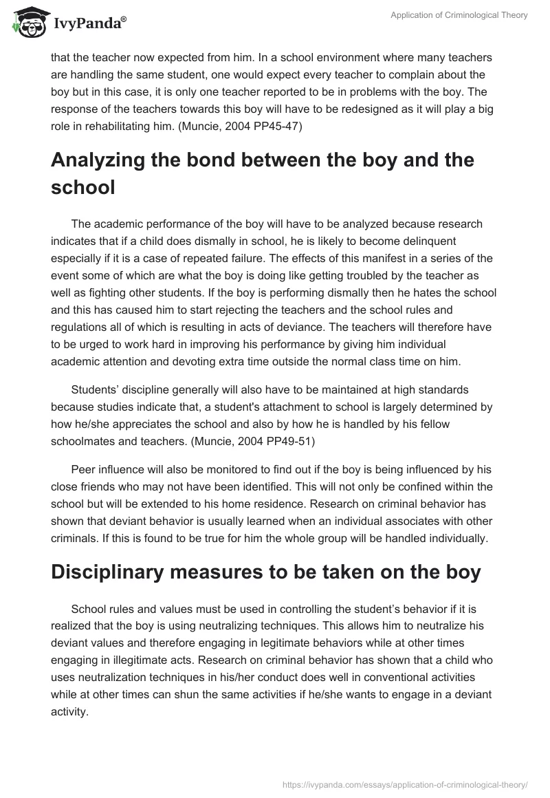 Application of Criminological Theory. Page 5