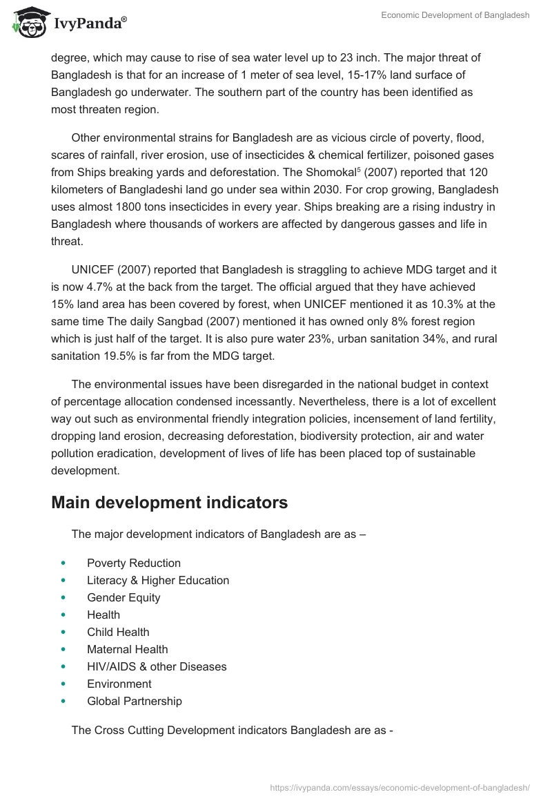 Economic Development of Bangladesh. Page 4