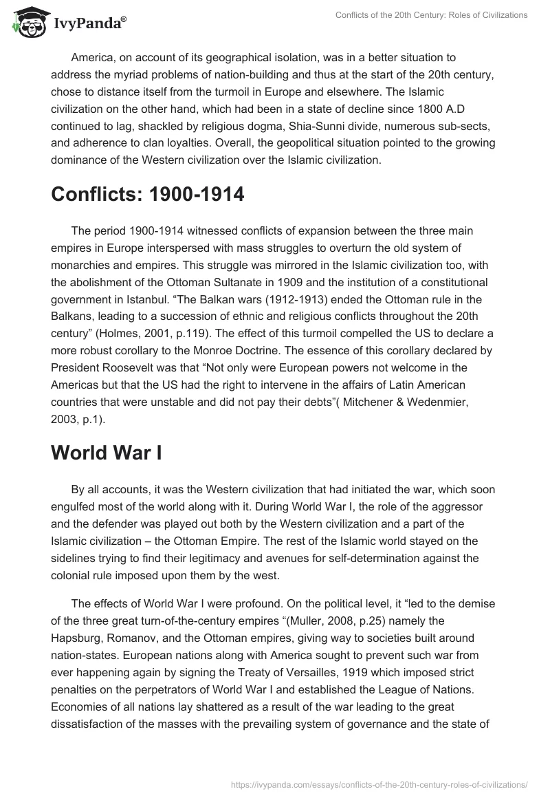 Conflicts of the 20th Century: Roles of Civilizations. Page 2