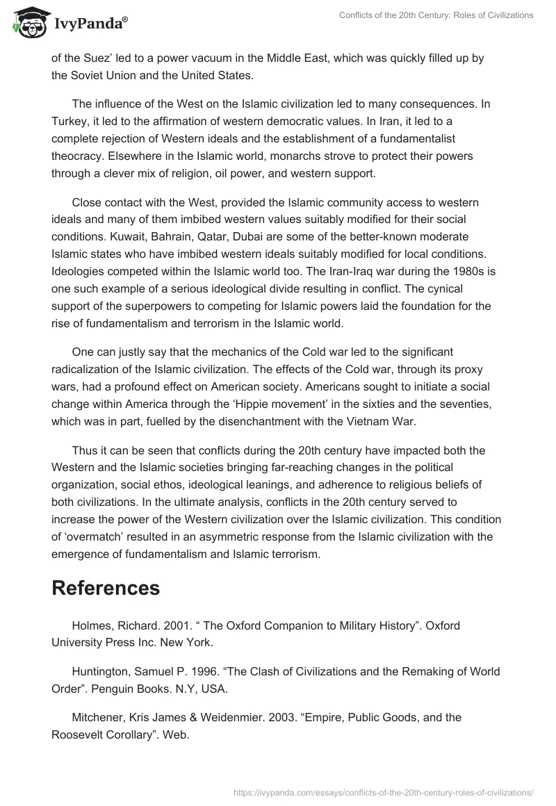 Conflicts of the 20th Century: Roles of Civilizations. Page 4