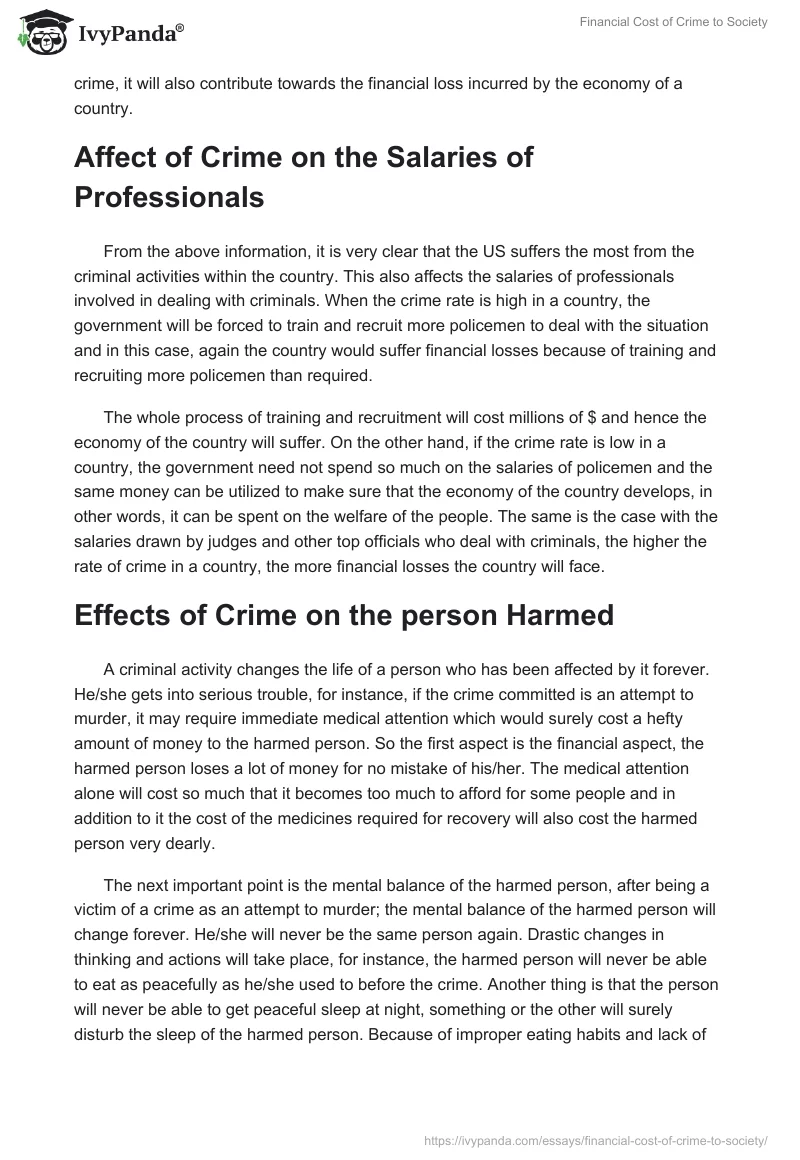 Financial Cost of Crime to Society. Page 2