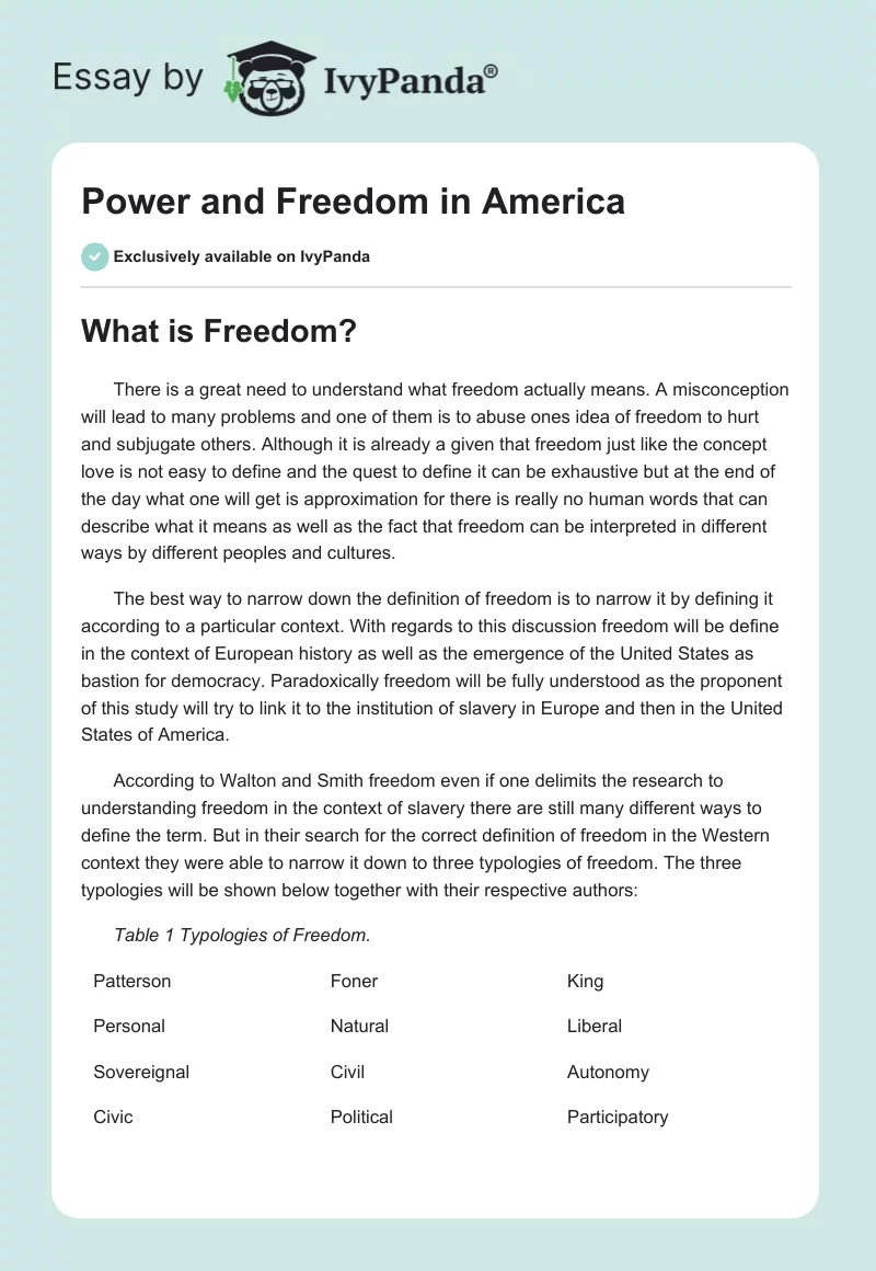 Power and Freedom in America. Page 1