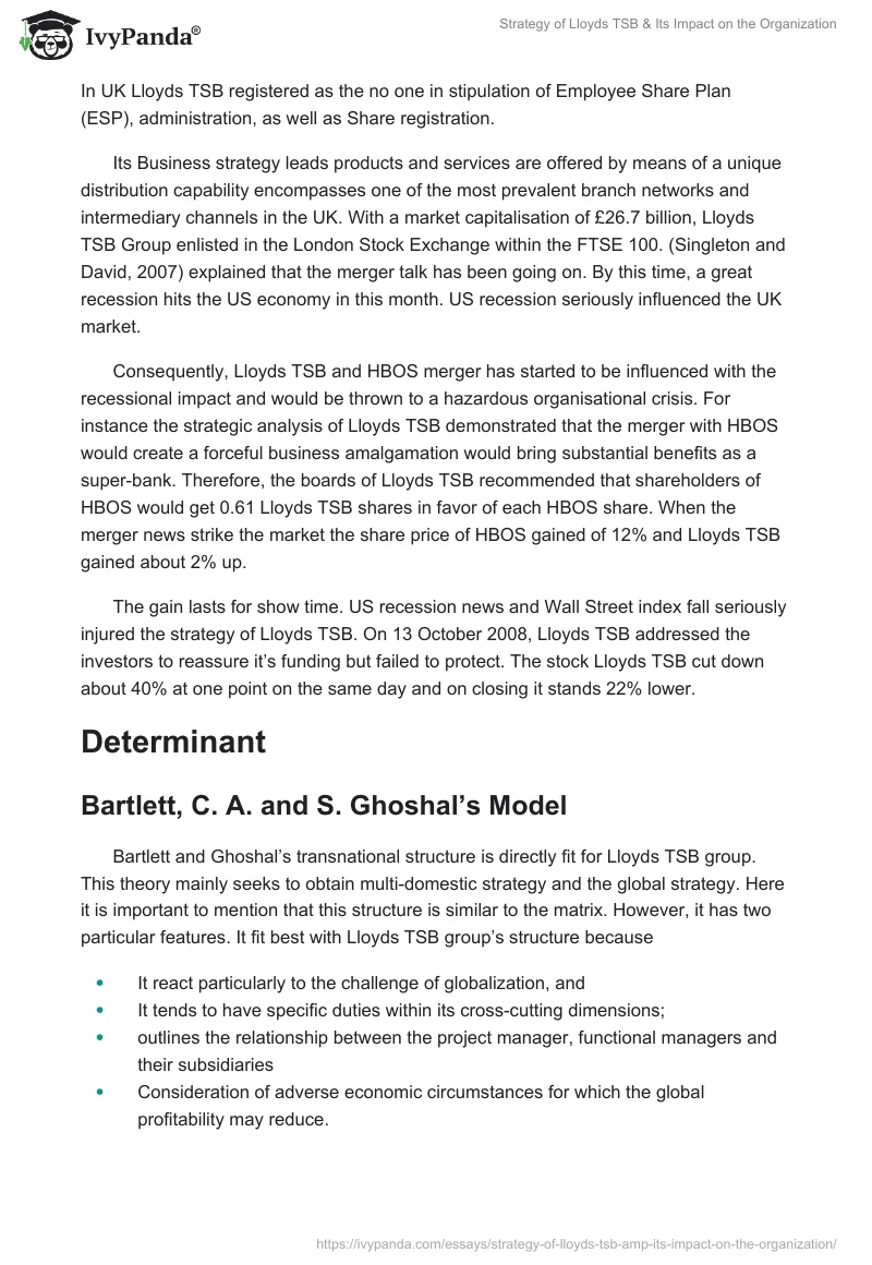 Strategy of Lloyds TSB & Its Impact on the Organization. Page 2