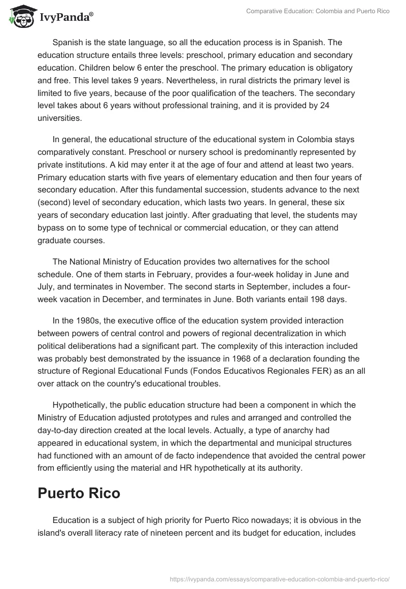 Comparative Education: Colombia and Puerto Rico. Page 2