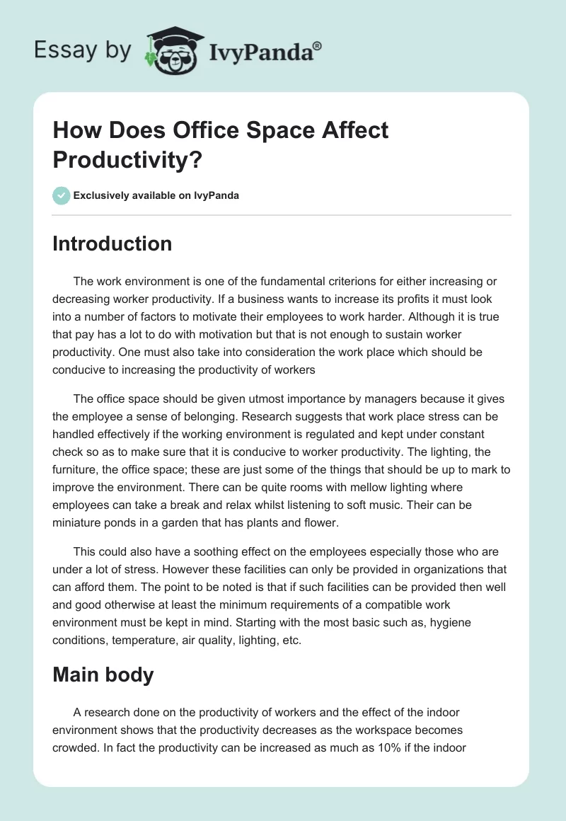 How Does Office Space Affect Productivity?. Page 1
