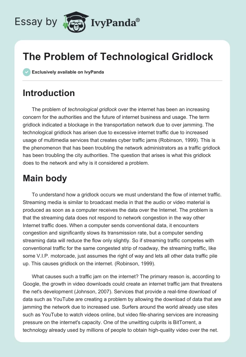 The Problem of Technological Gridlock. Page 1