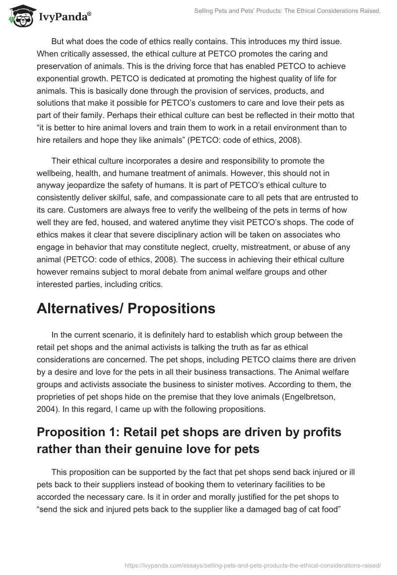 Selling Pets and Pets’ Products: The Ethical Considerations Raised.. Page 4
