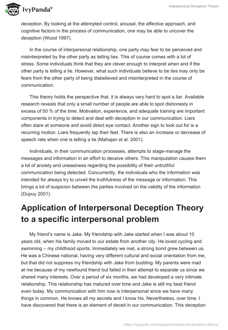 Interpersonal Deception Theory. Page 2
