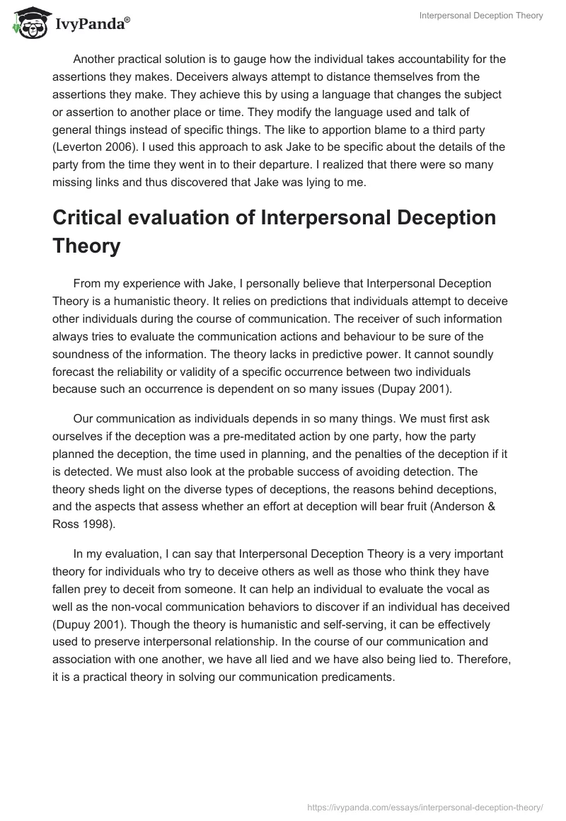 Interpersonal Deception Theory. Page 5