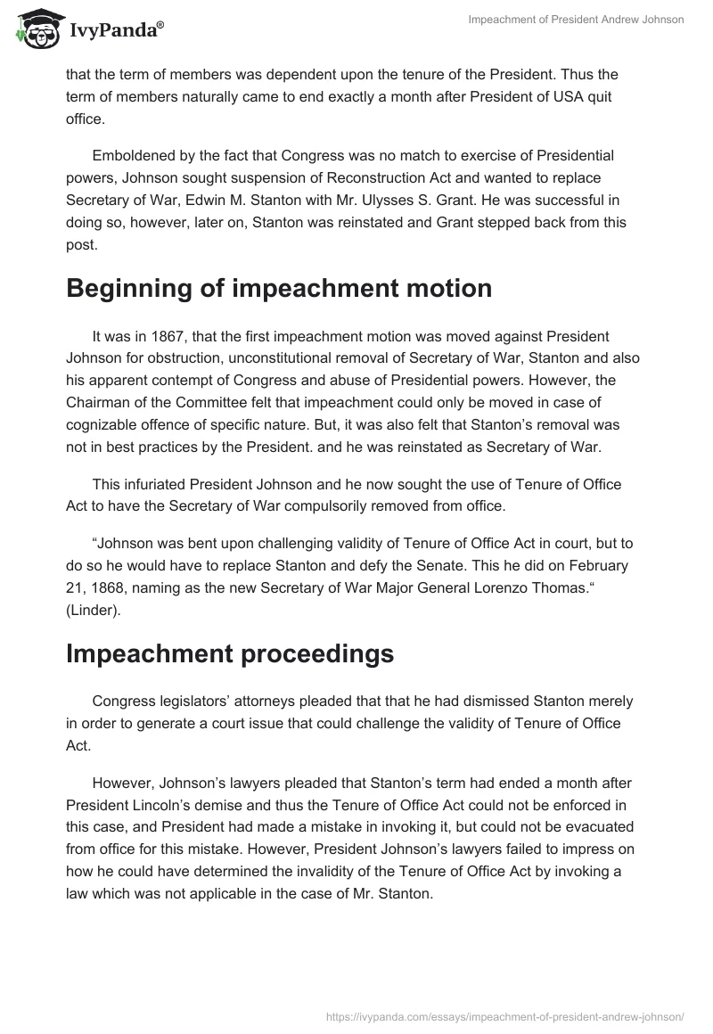 Impeachment of President Andrew Johnson. Page 2
