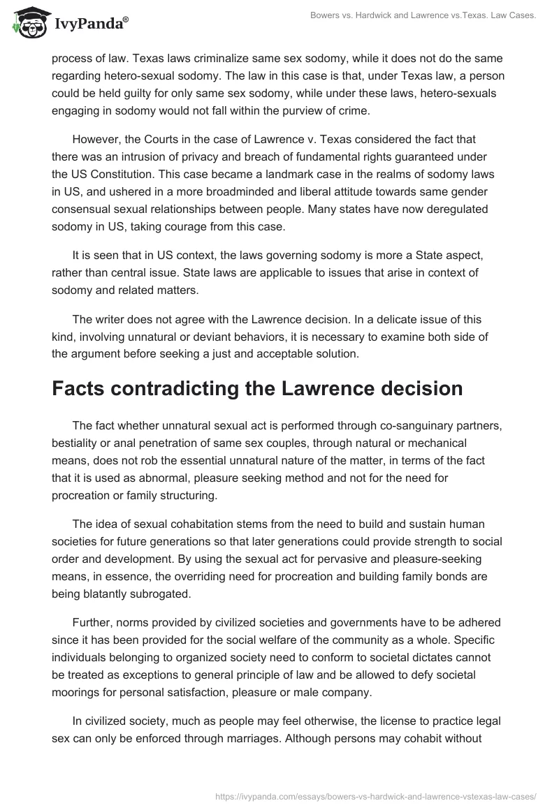 Bowers vs. Hardwick and Lawrence vs. Texas. Law Cases.. Page 2
